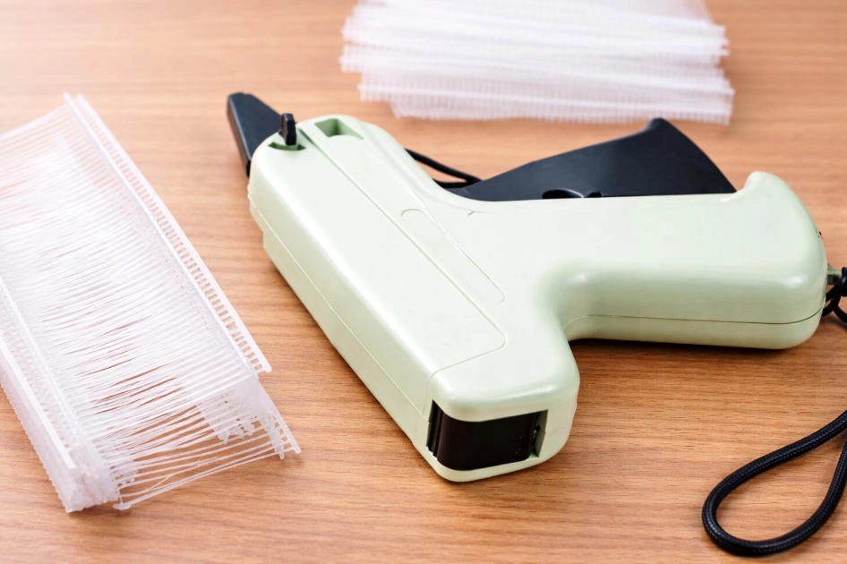 A tagging gun with different fastener lengths displayed side by side A tagging gun with different fastener lengths displayed side by side