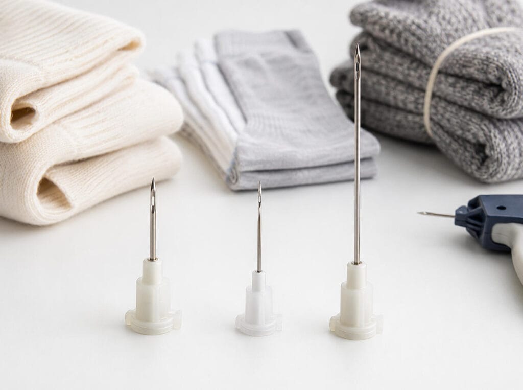 Needle comparison close-up