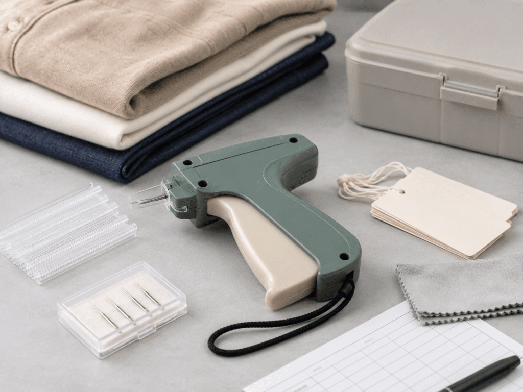 Tagging Gun Maintenance Schedule 2 Tagging gun maintenance workstation with replacement needles and fasteners