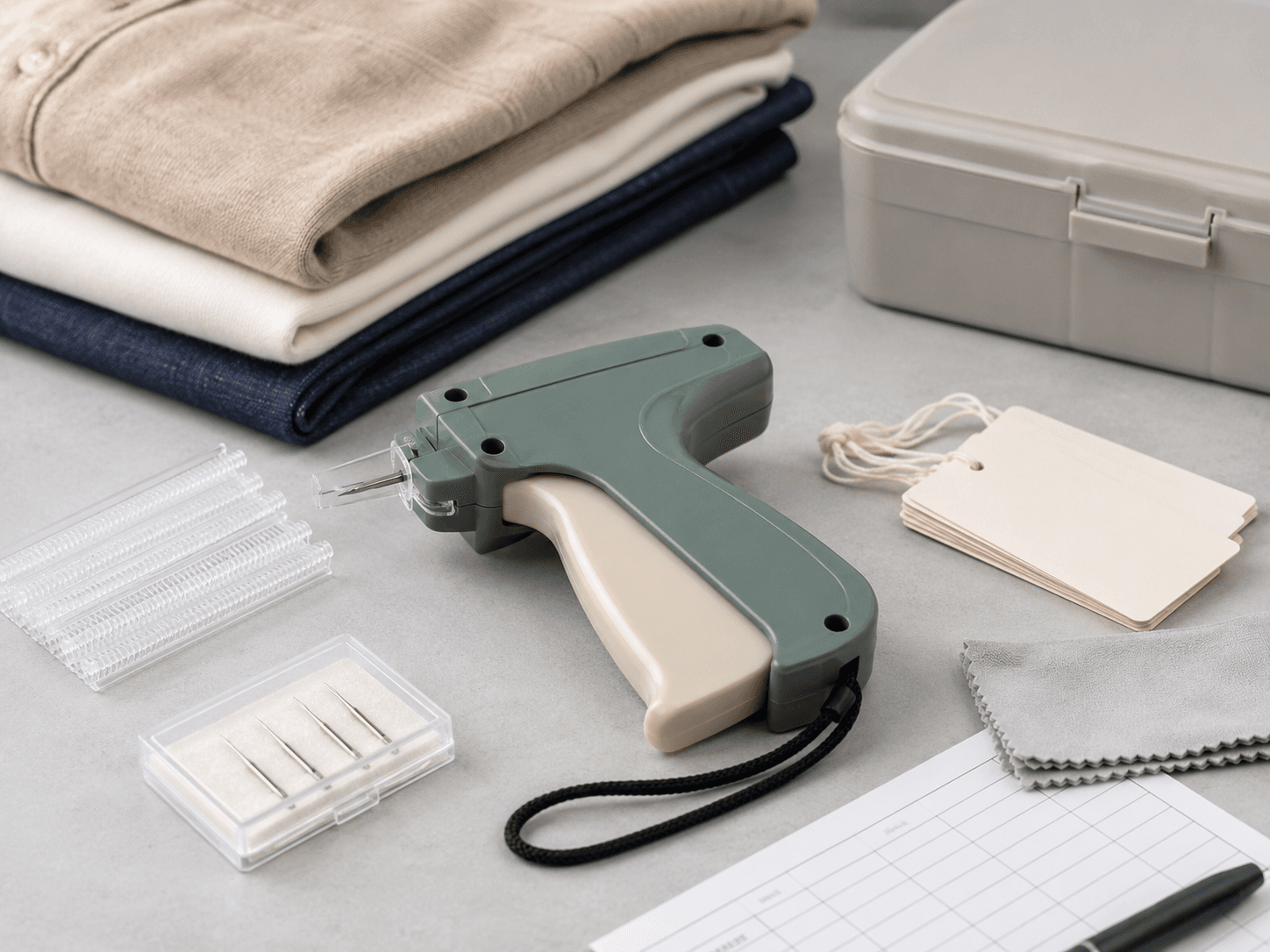 Tagging Gun Maintenance Schedule 9 Tagging gun maintenance workstation with replacement needles and fasteners