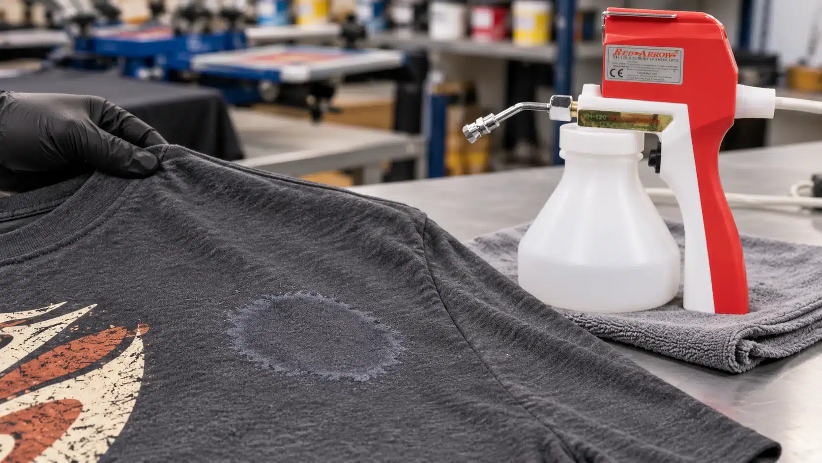 Dried spot cleaning ring on cotton tee